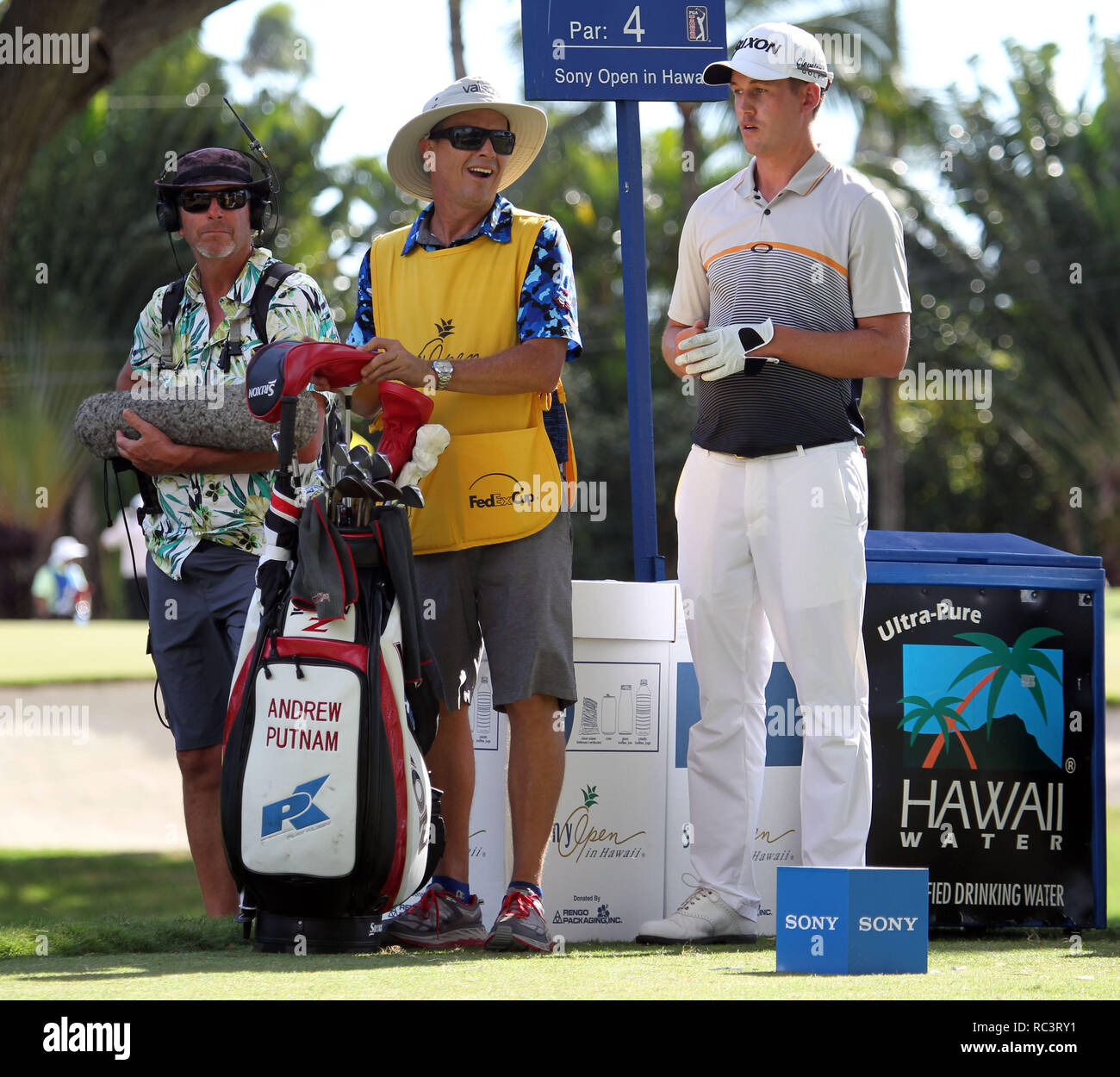 11 janvier 2019 - Andrew Putnam tees off sur le deuxième trou au cours du deuxième tour de la PGA à l'Open Sony Waialae Country Club à Honolulu, HI - Michael Sullivan/CSM Banque D'Images