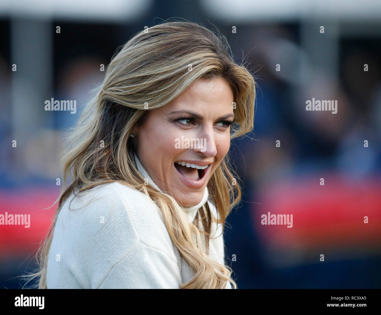 12 janvier 2019 Erin Andrews en action pendant la ronde des séries de la Division NFC match entre le match entre les Los Angeles Rams et les Cowboys de Dallas au Los Angeles Coliseum de Los Angeles, Californie. Charles Baus/CSM. Banque D'Images