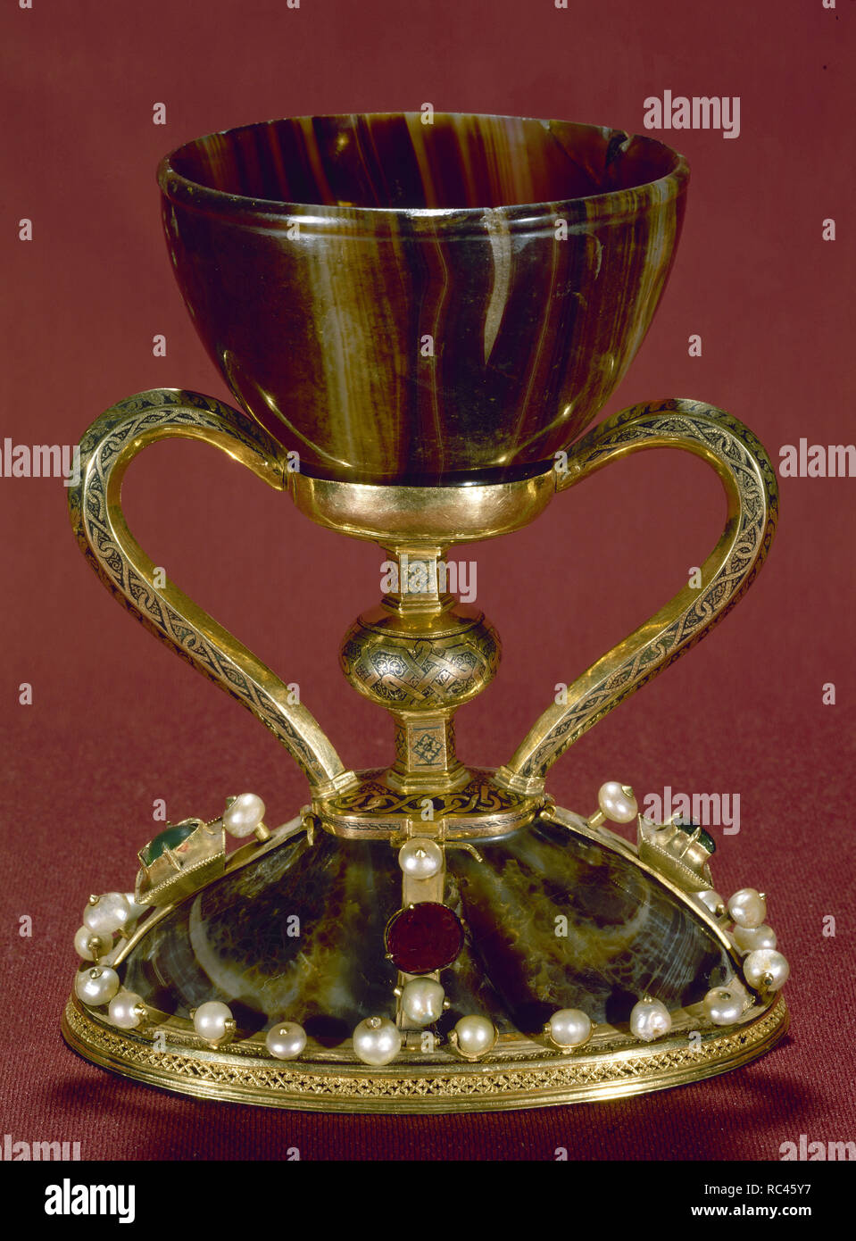 Le Saint Graal. 4ème siècle avant J.-C.. Le Sardonyx, or et pierres précieuses. Cathédrale de Valence, en Espagne. Emplacement : CATEDRAL-intérieur. L'ESPAGNE. Banque D'Images