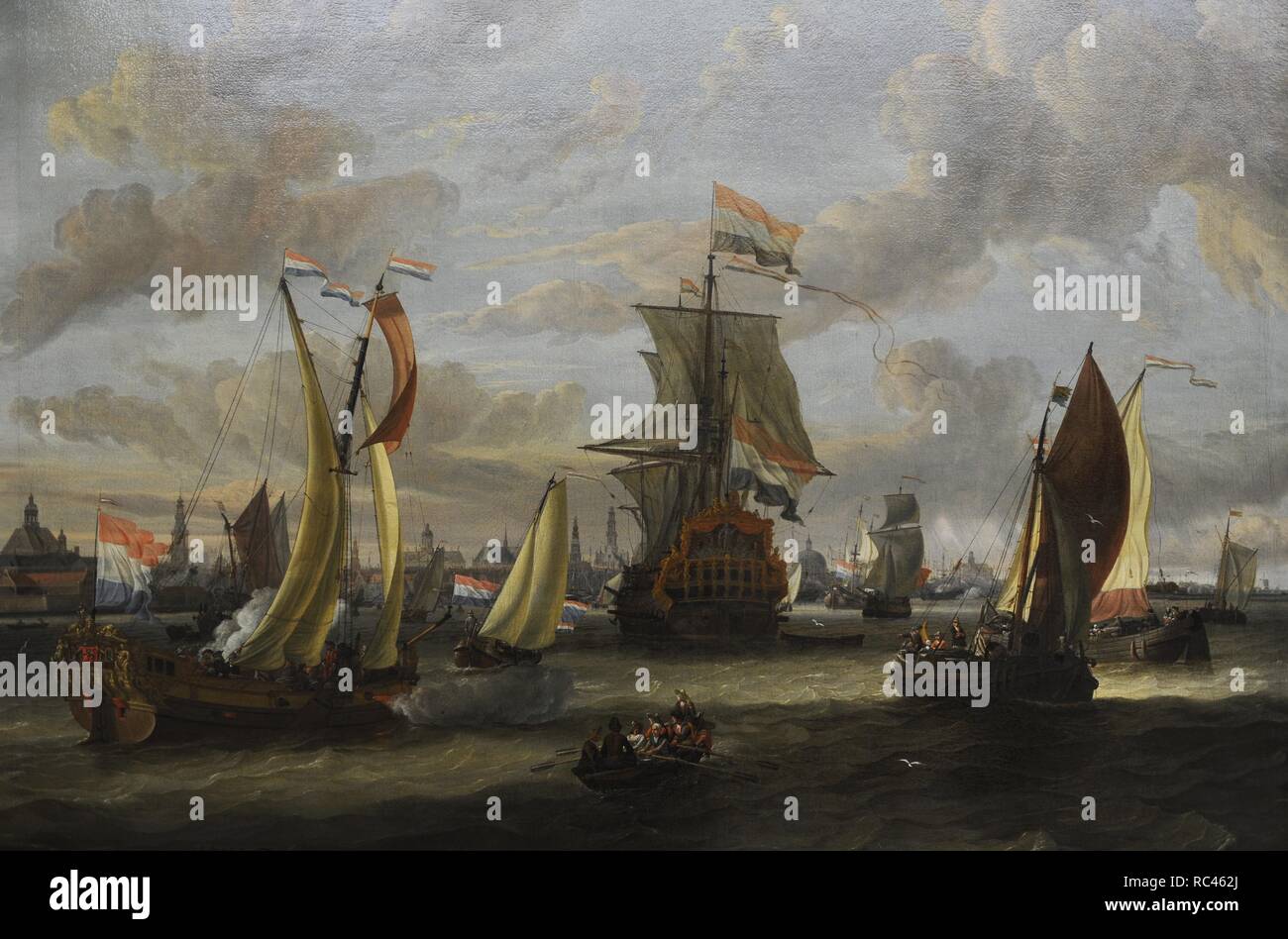 Abraham Storck (ou Sturckenburch) (1644-1708). Paysage hollandais et peintre maritime de l'époque Baroque. Vue d'Amsterdam de la baie de Ij. Gemldegalerie, Berlin. L'Allemagne. Banque D'Images
