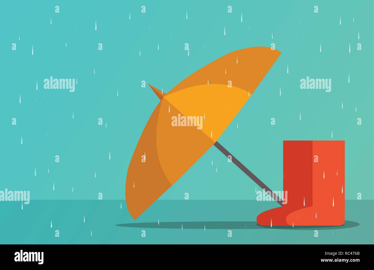 Parapluie et bottes en saison des pluies , vector art design Illustration de Vecteur