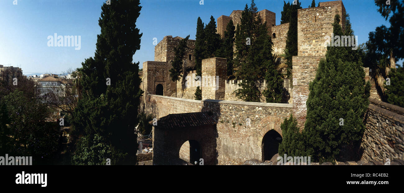 ARTE ISLAMICO. ESPAÑA. LA ALCAZABA. Panorámica. En Transformada numerosas ocasiones durante los, la dinastía nazarí (S. XIV). Málaga. L'Andalousie. Banque D'Images