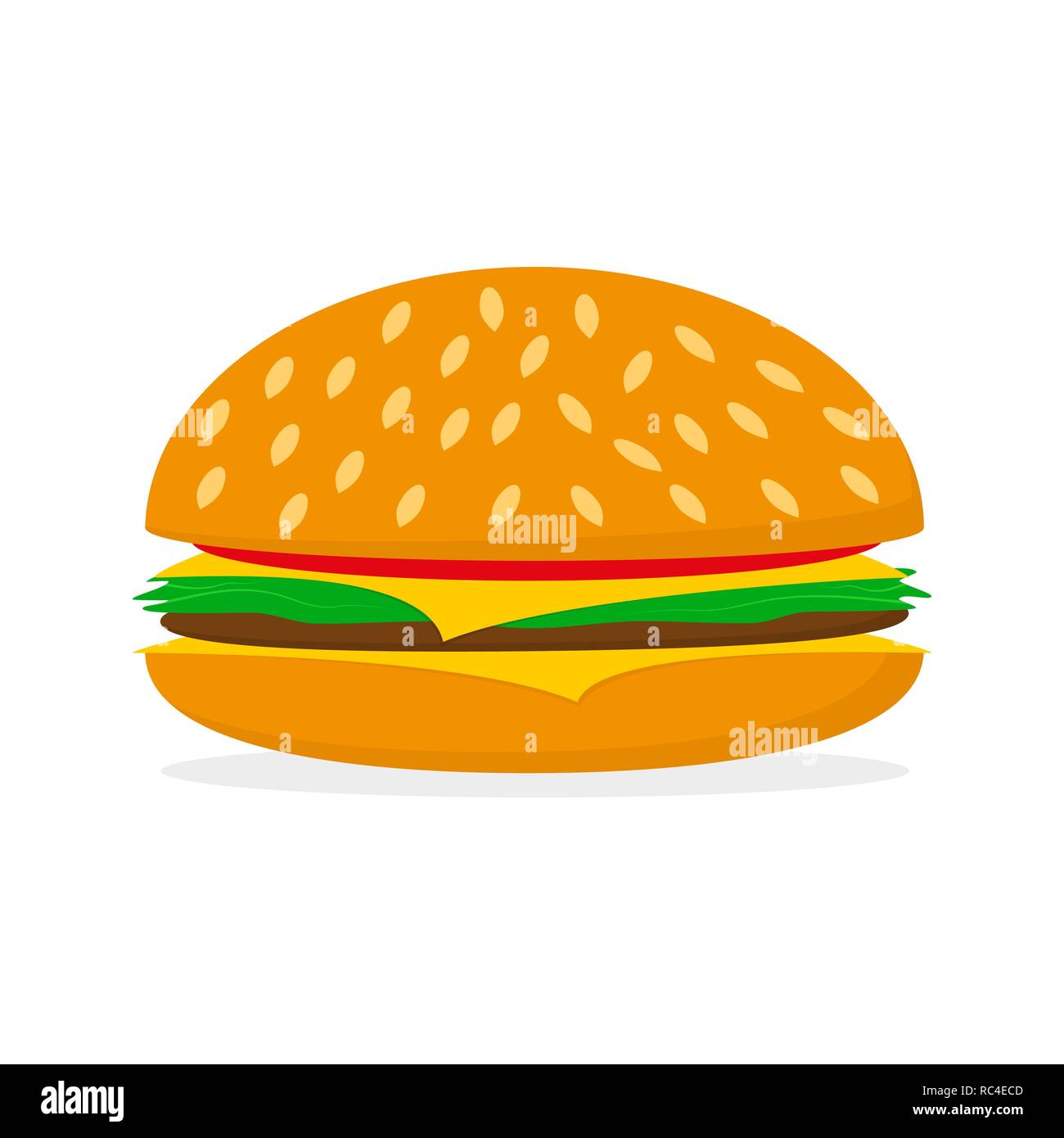 L'icône d'hamburger de forme plate. Vector illustration. Cute hamburger isolé sur fond blanc Illustration de Vecteur