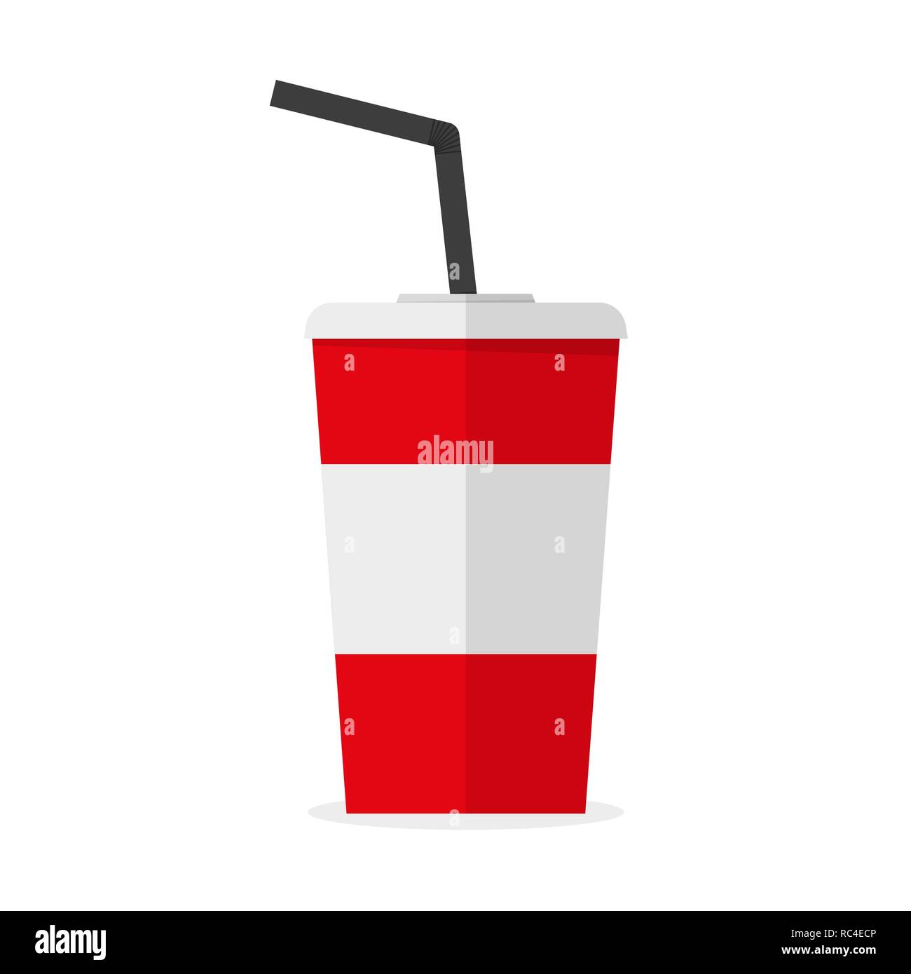 Tasse rouge papier avec cola. Vector illustration. Boisson froide populaires avec paille en modèle plat Illustration de Vecteur