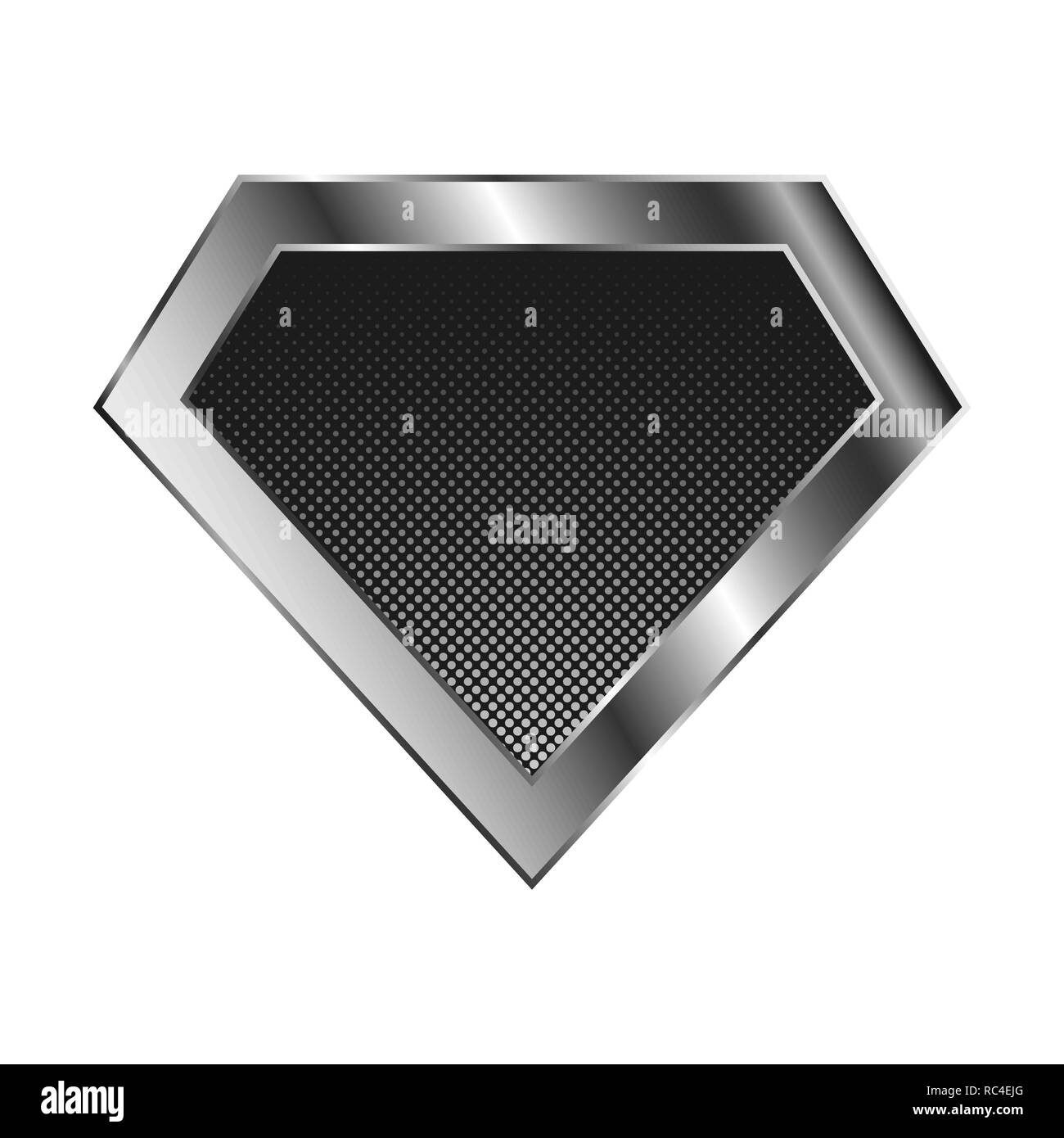 Super-héros en argent brillant logo sur fond blanc. Vector illustration. Diamant brillant logo. Illustration de Vecteur