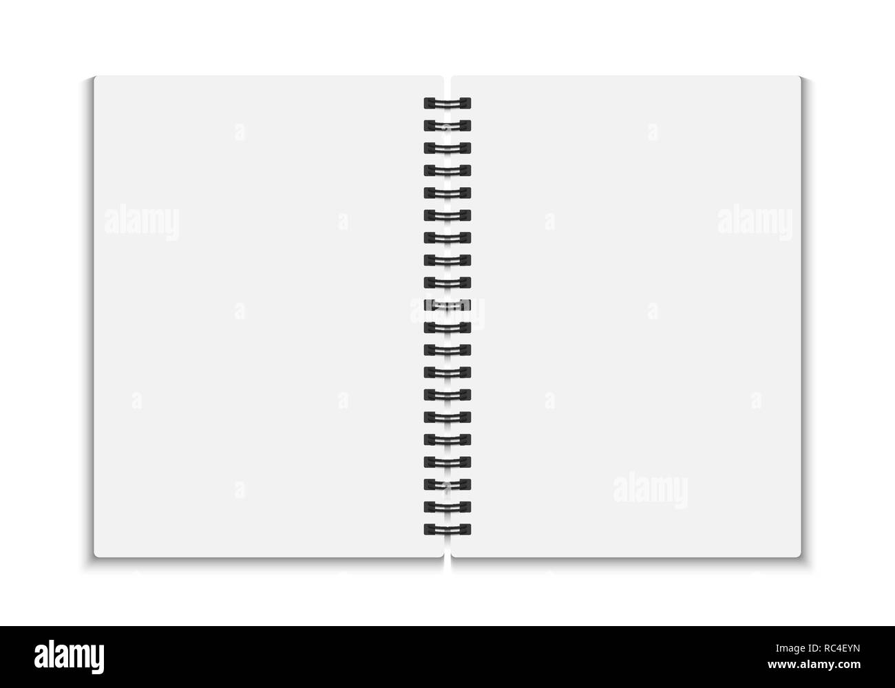 Carnet à spirales blanches. Vector illustration. Ordinateur portable ouvert réaliste, isolé Illustration de Vecteur