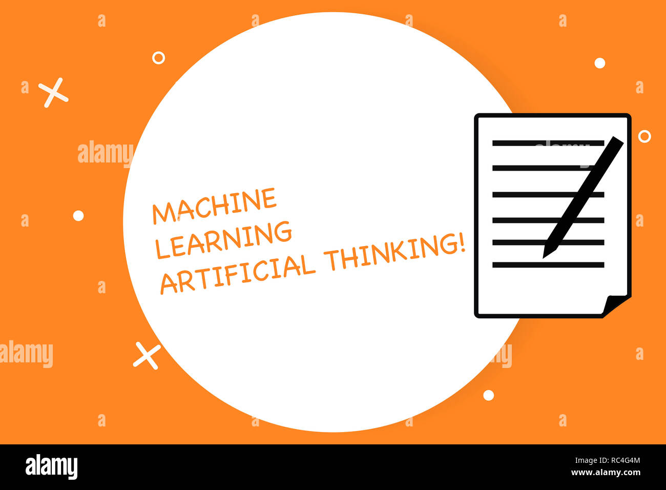 Texte de l'écriture l'écriture l'apprentissage machine pensée artificielle. L'éducation en ligne Elearning sens Concept chat bot feuille de papier bloc-notes avec des lignes et M Banque D'Images