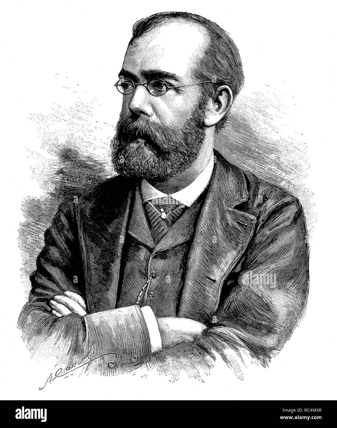 Robert Koch (1843-1910). Microbiologiste allemand, prix Nobel de médecine en 1905. La gravure en 1890. Banque D'Images