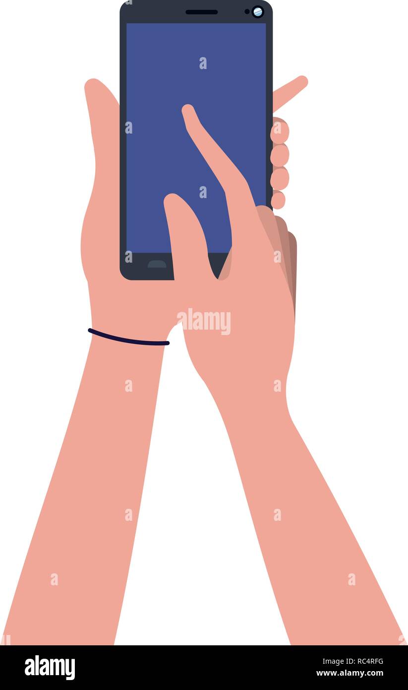 Les mains à l'icône isolé smartphone Illustration de Vecteur