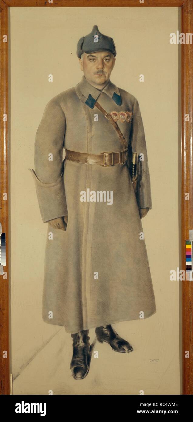 Portrait du maréchal de l'Union soviétique Kliment Vorochilov Y. (1881-1969). Centrale : Musée Maison d'artiste, Moscou. Auteur : Katsman, Evgeni Alexandrovich. Banque D'Images