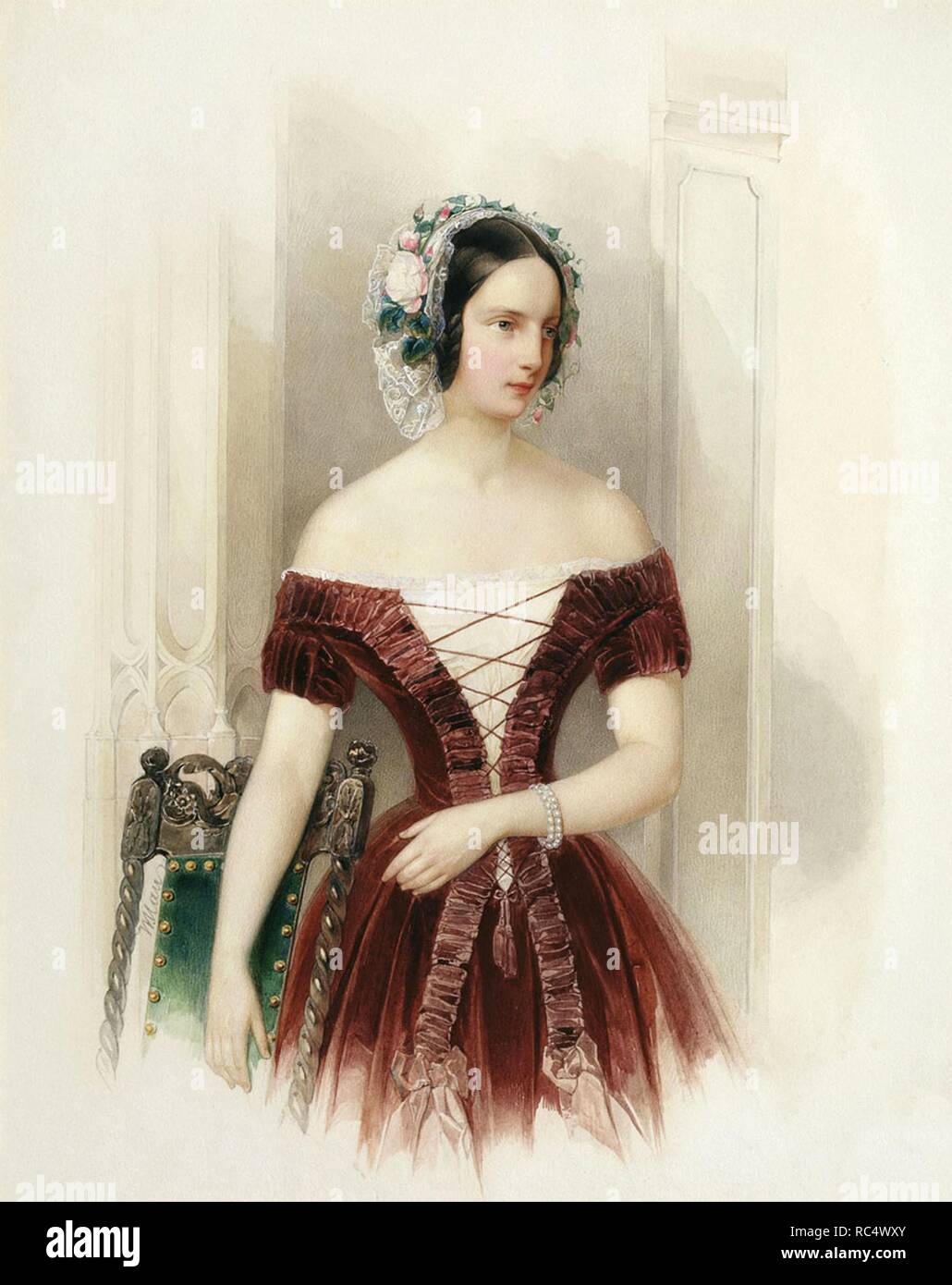 La grande-duchesse Alexandra Nikolaïevna de Russie (1825-1844), La Princesse Frédéric-guillaume de Prusse. Musée : Musée de l'État Peterhof, Saint-Pétersbourg. Auteur : Hau (Gau), Vladimir Ivanovitch. Banque D'Images