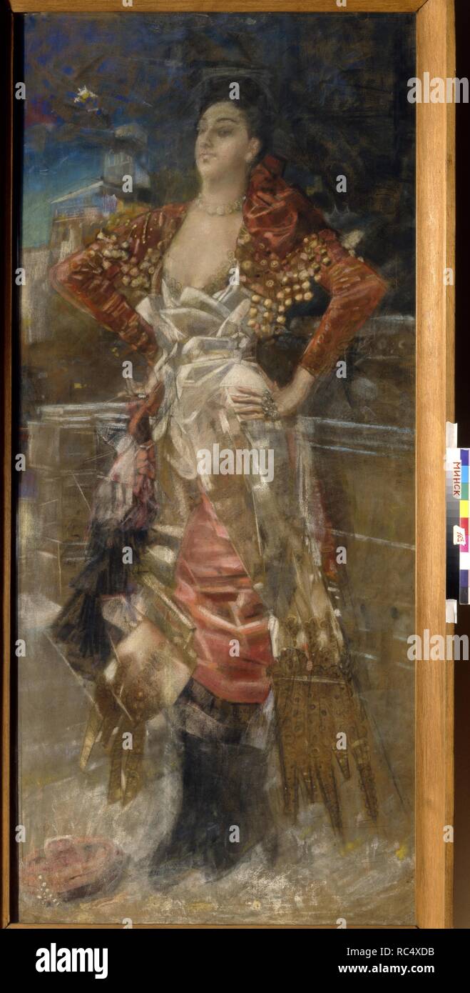 Portrait de l'actrice danseur und 'Caroline' La Belle Otero. Musée : Musée National d'Art de Séoul, Minsk. Auteur : Mikhail Alexandrovitch Vroubel,. Banque D'Images