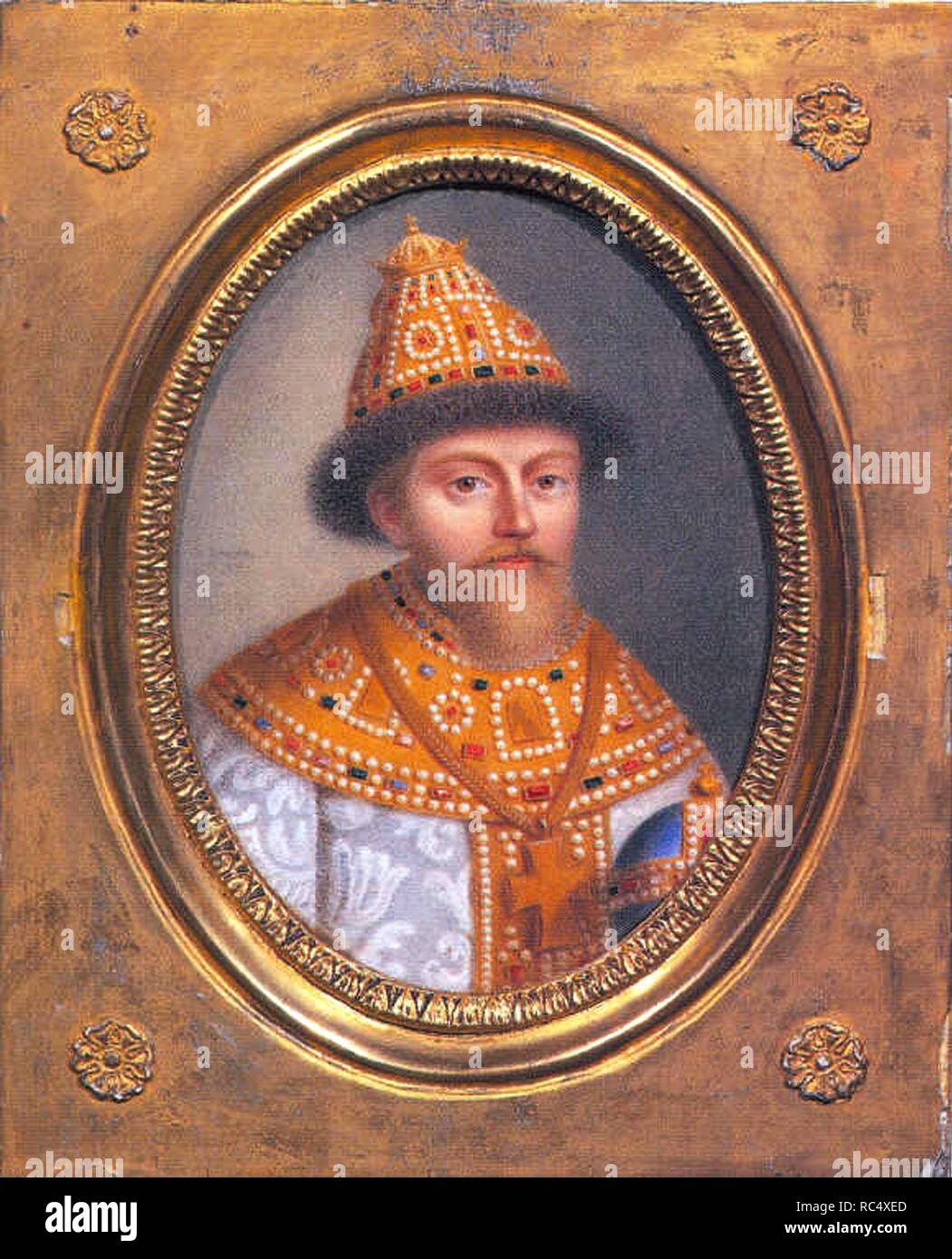 Portrait du Tsar Mikhaïl Fiodorovitch de Russie JE (1596-1645). Musée : la cathédrale de l'Archange Michel dans le Kremlin de Moscou. Auteur : BENNER, JEAN-Henri. Banque D'Images