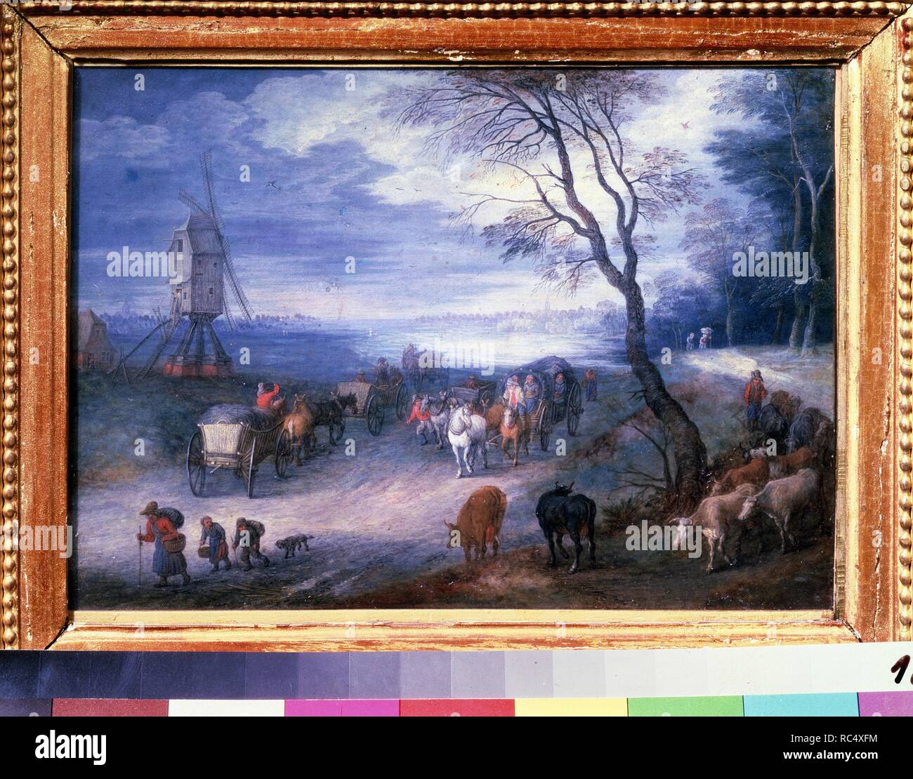Paysage avec un moulin à vent. Musée : l'État A. Musée des beaux-arts Pouchkine, Moscou. Auteur : Brueghel l'Ancien, jan. Banque D'Images