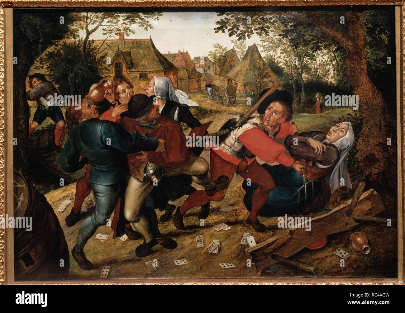 Les paysans à se battre à Cartes. Musée : l'État A. Musée des beaux-arts Pouchkine, Moscou. Auteur : Pieter Brueghel, le plus jeune. Banque D'Images