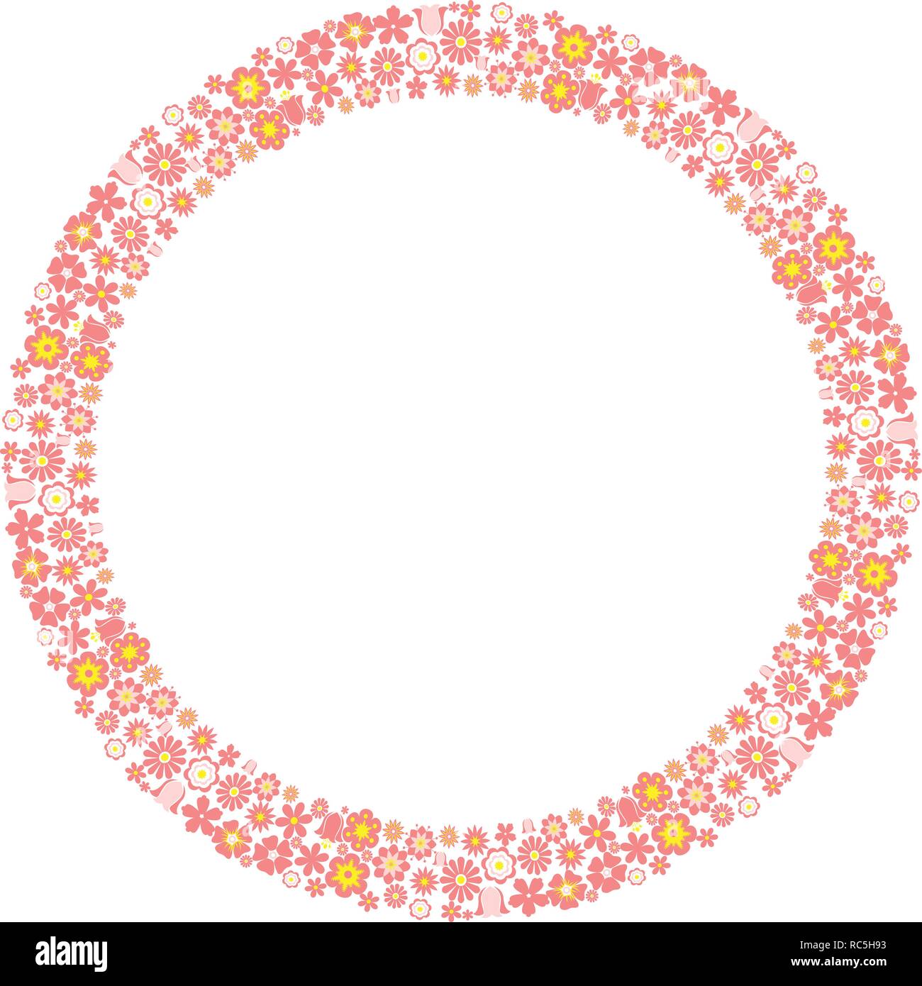 Cercle frontière avec des fleurs. Gerbe de fleurs. Vector illustration style plat. Illustration de Vecteur