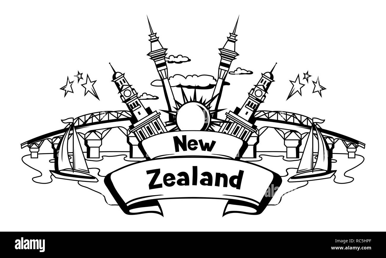 New Zealand print design. Illustration de Vecteur
