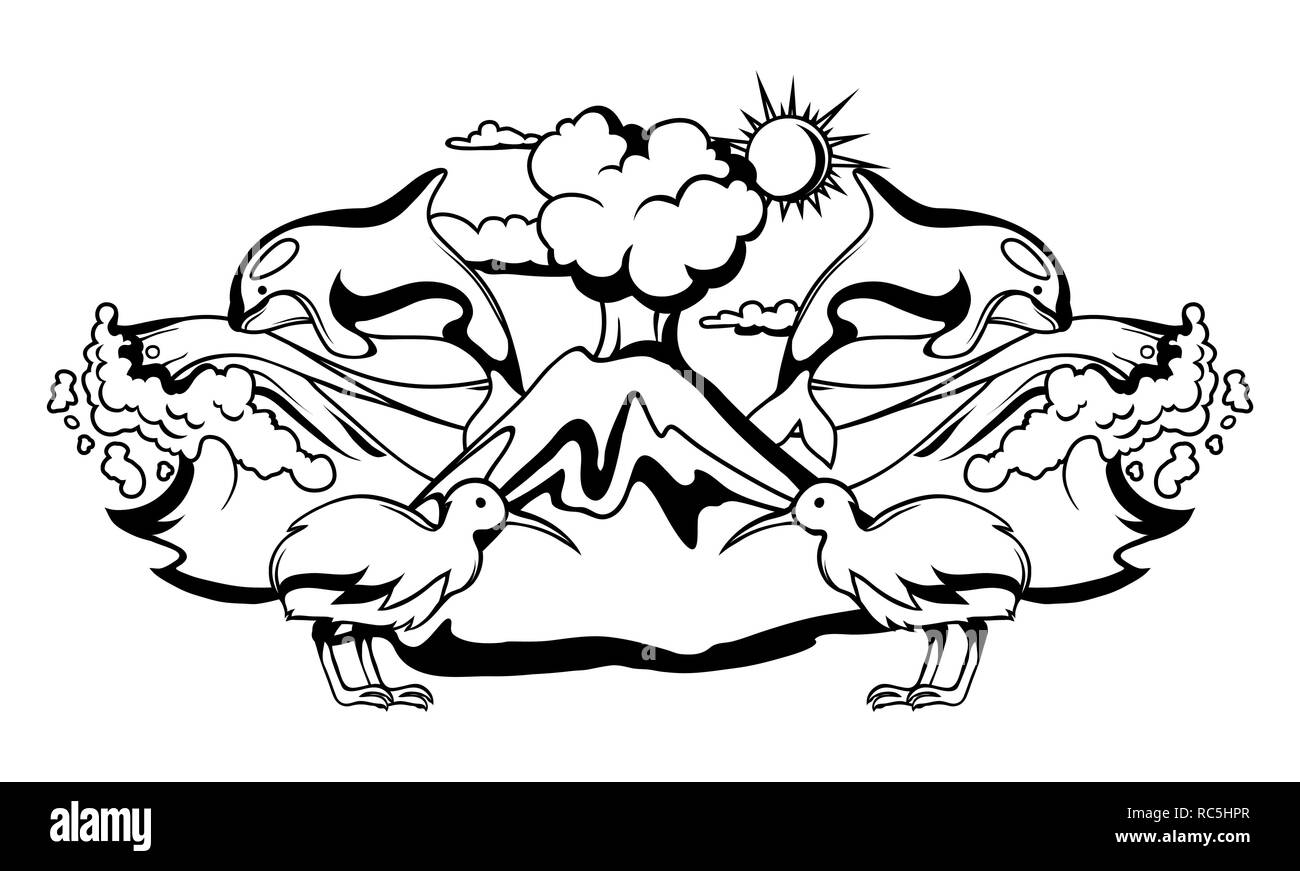 New Zealand print design. Illustration de Vecteur