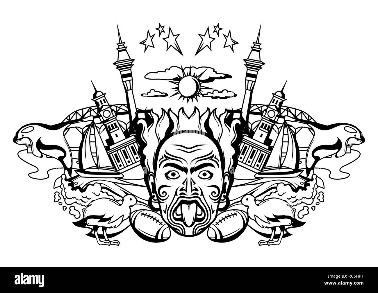 New Zealand print design. Illustration de Vecteur
