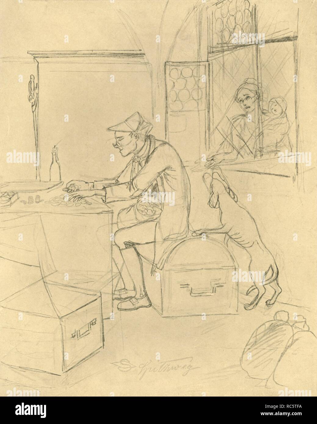 'Der Geizhals', mi-fin du xixe siècle, (c1924). Organisateur : Carl Spitzweg. Banque D'Images