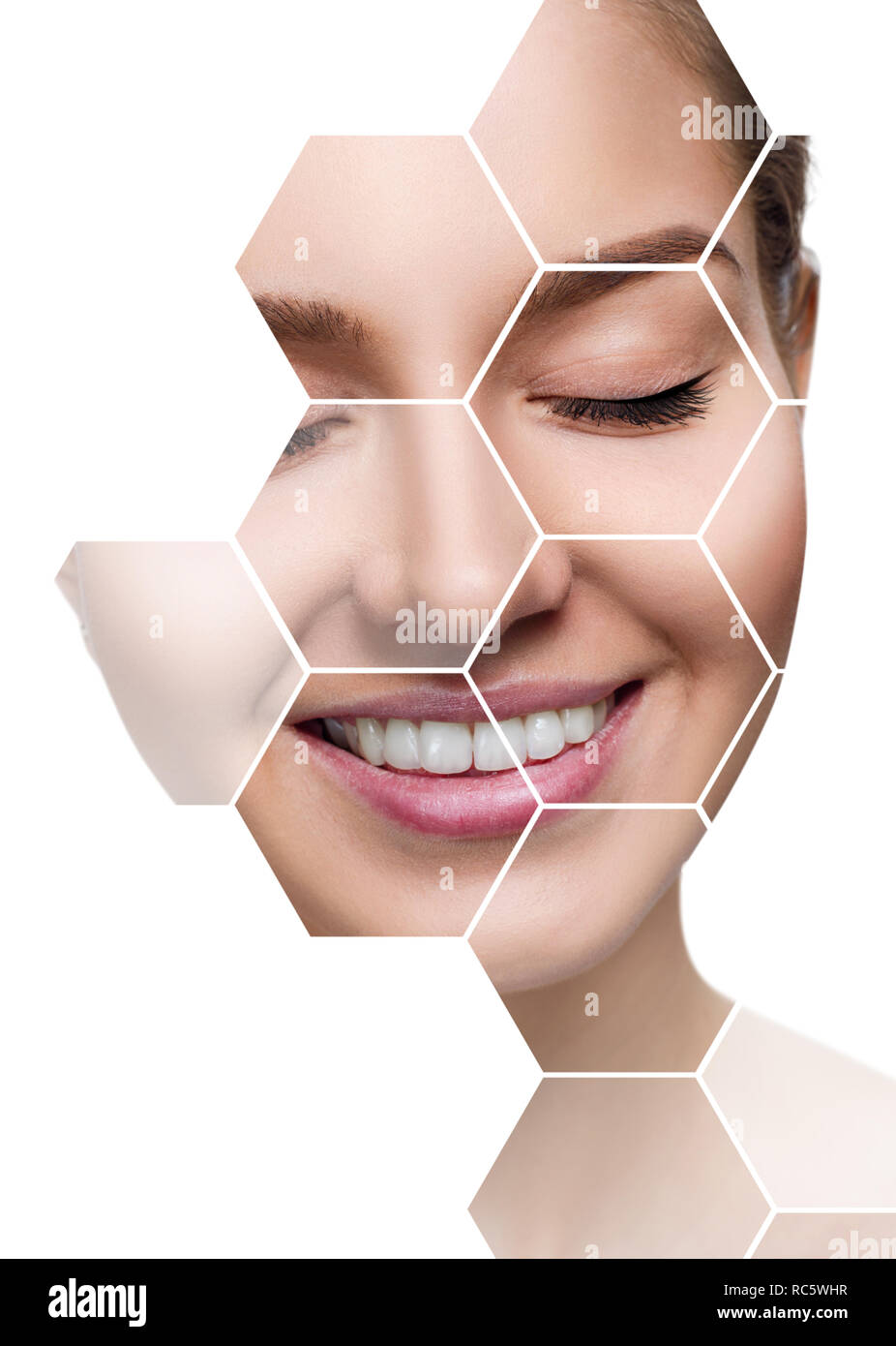 Beau visage féminin en miel. Banque D'Images