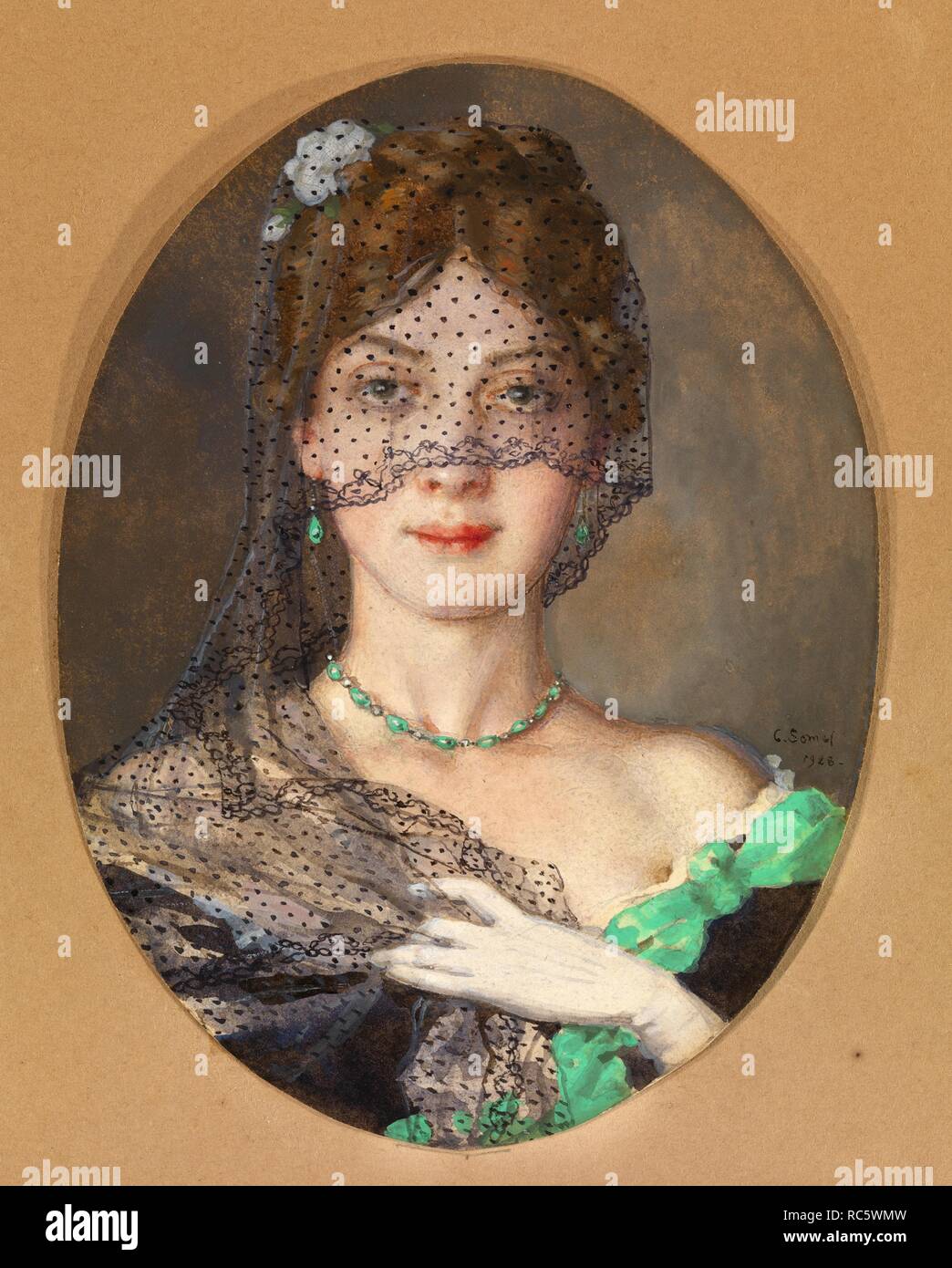 La dame avec le Voile (Manon Lescaut). Musée : collection privée. Auteur :, KONSTANTIN SOMOV ANDREÏEVITCH. Banque D'Images