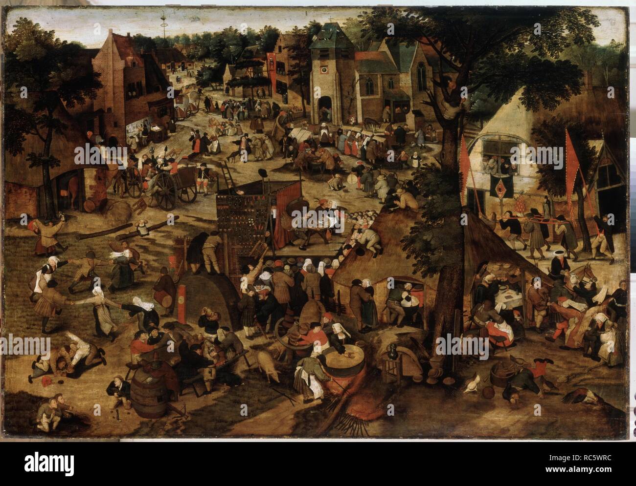Juste avec une performance théâtrale. Musée : Etat de l'Ermitage, Saint-Pétersbourg. Auteur : Pieter Brueghel, le plus jeune. Banque D'Images