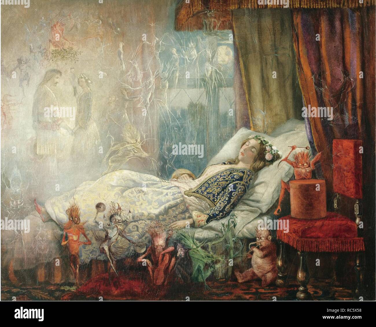 Le rêve après le bal masqué. Musée : collection privée. Auteur : John Anster Fitzgerald,. Banque D'Images