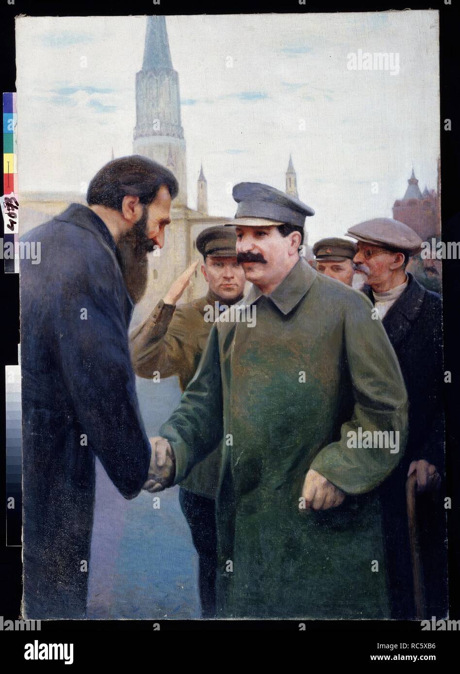 Josef Staline et le géophysicien Y. Otto Schmidt (1891-1956). Musée : I. régionale d'état de l'Art Museum, Pozhalostin Ryasan. Auteur : Kalinichenko, Jakov Jakovlevich. Banque D'Images