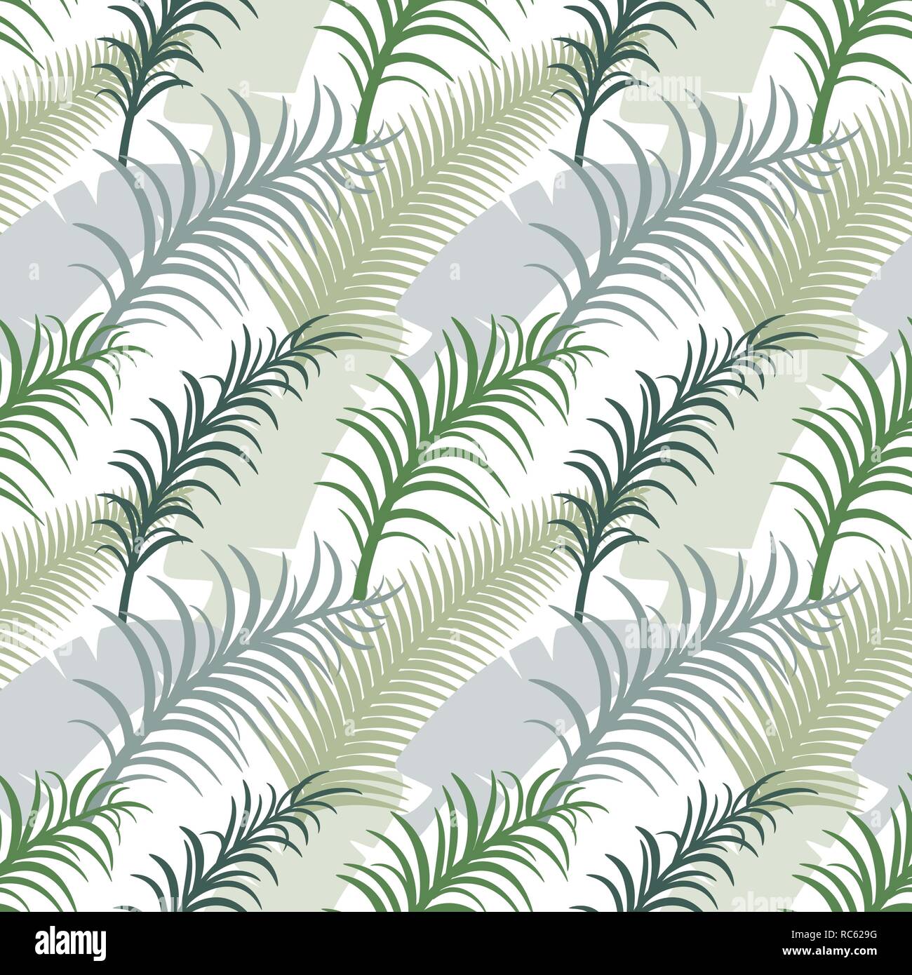 Motif transparent vert tropical avec des feuilles de palmier. Banque D'Images