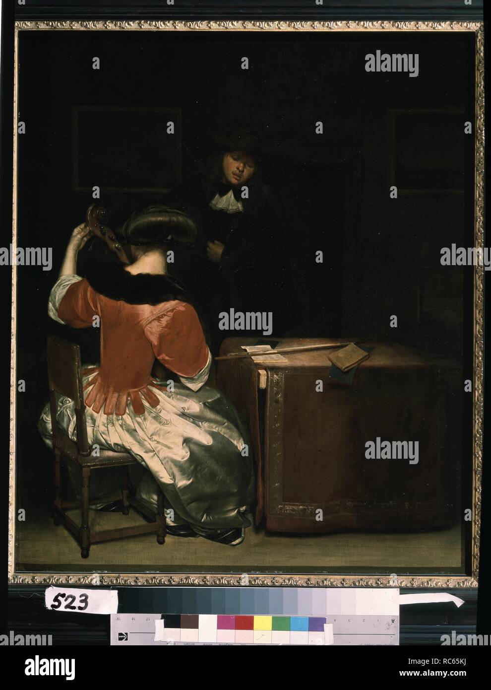 La Leçon de Musique. Musée : l'État A. Musée des beaux-arts Pouchkine, Moscou. Auteur : Gerard Ter Borch,. Banque D'Images