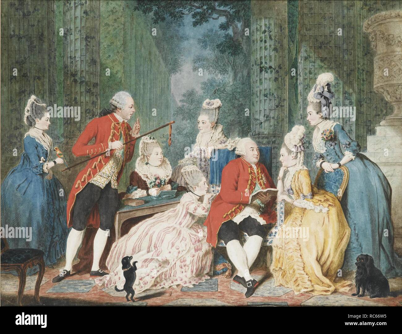 La société dans le Palais Royal. Musée : collection privée. Auteur : Carmontelle, Louis. Banque D'Images