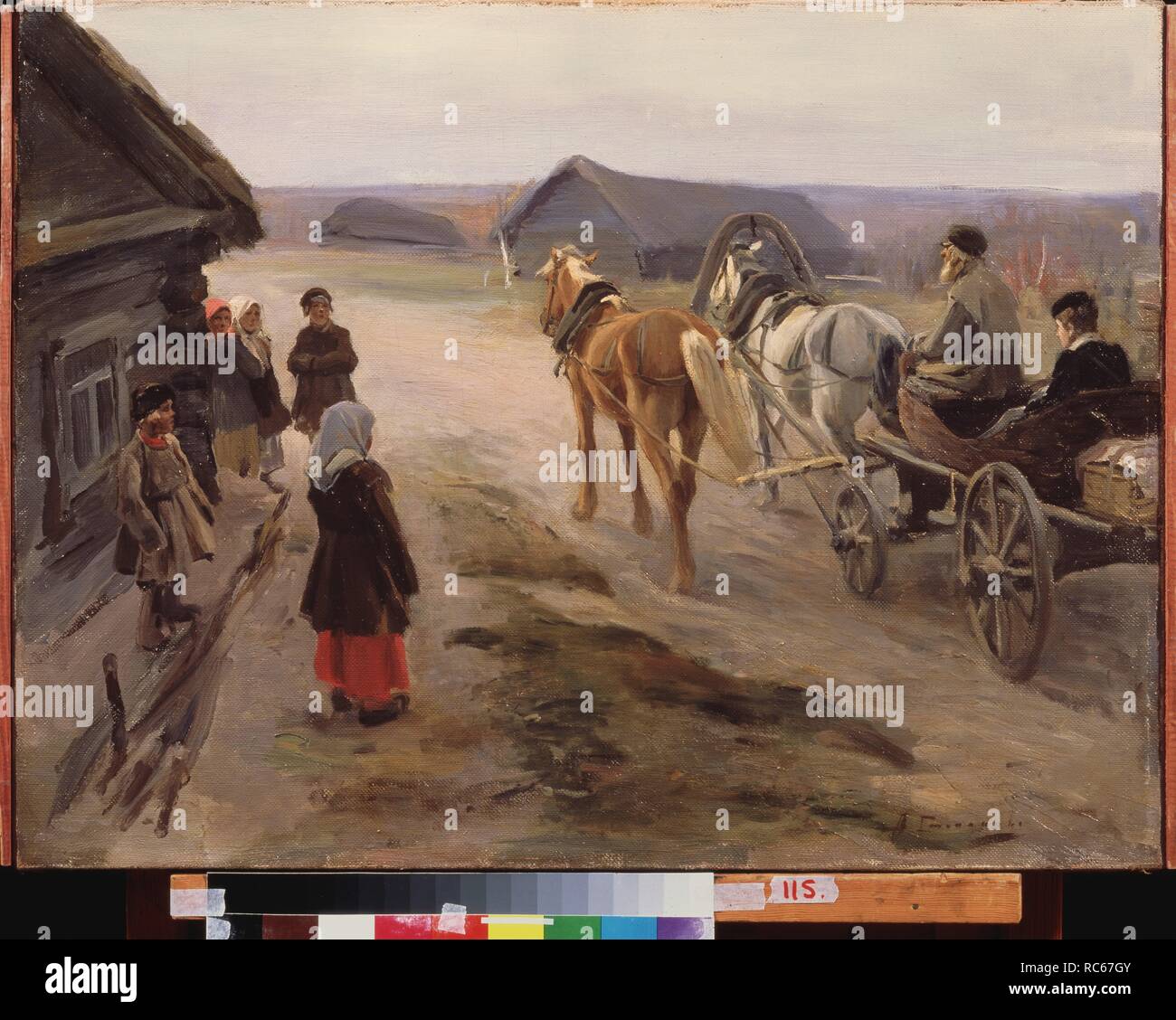 L'arrivée d'un School-Mistress dans le pays. Musée : Musée d'art de l'état de la République de Tchouvachie, Tcheboksary. Auteur : Stepanov, Alexeï Stepanovitch. Banque D'Images