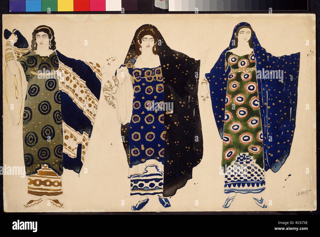 La conception de costumes pour le théâtre à l'Œdipe de Sophocle Colonus. Musée : A. centrale de l'état de Musée Théâtre Bakhrouchine, Moscou. Auteur : LEON Bakst,. Banque D'Images