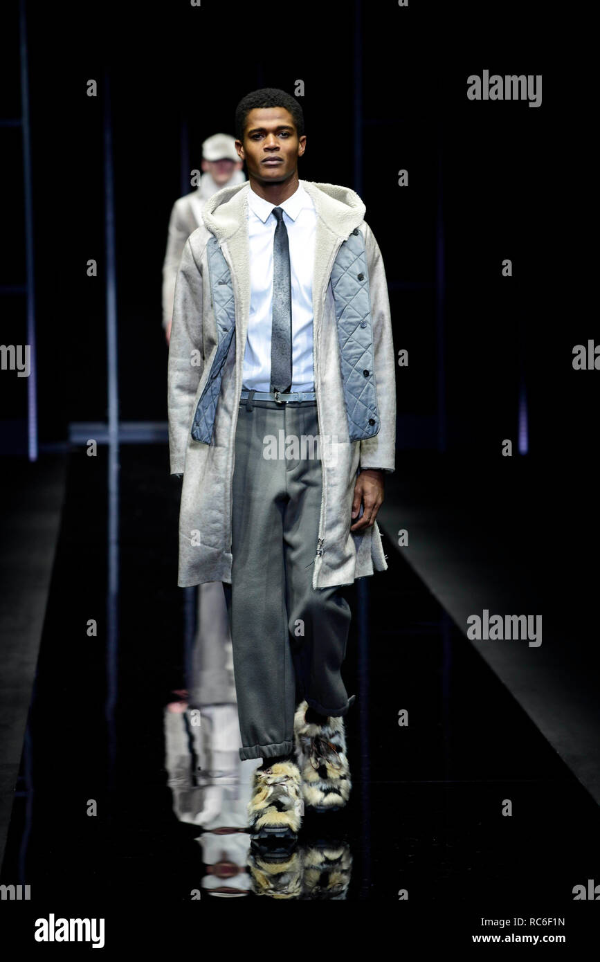 Milano Moda Uomo automne / hiver 2019 2020 Emporio Armani fashion show Banque D'Images