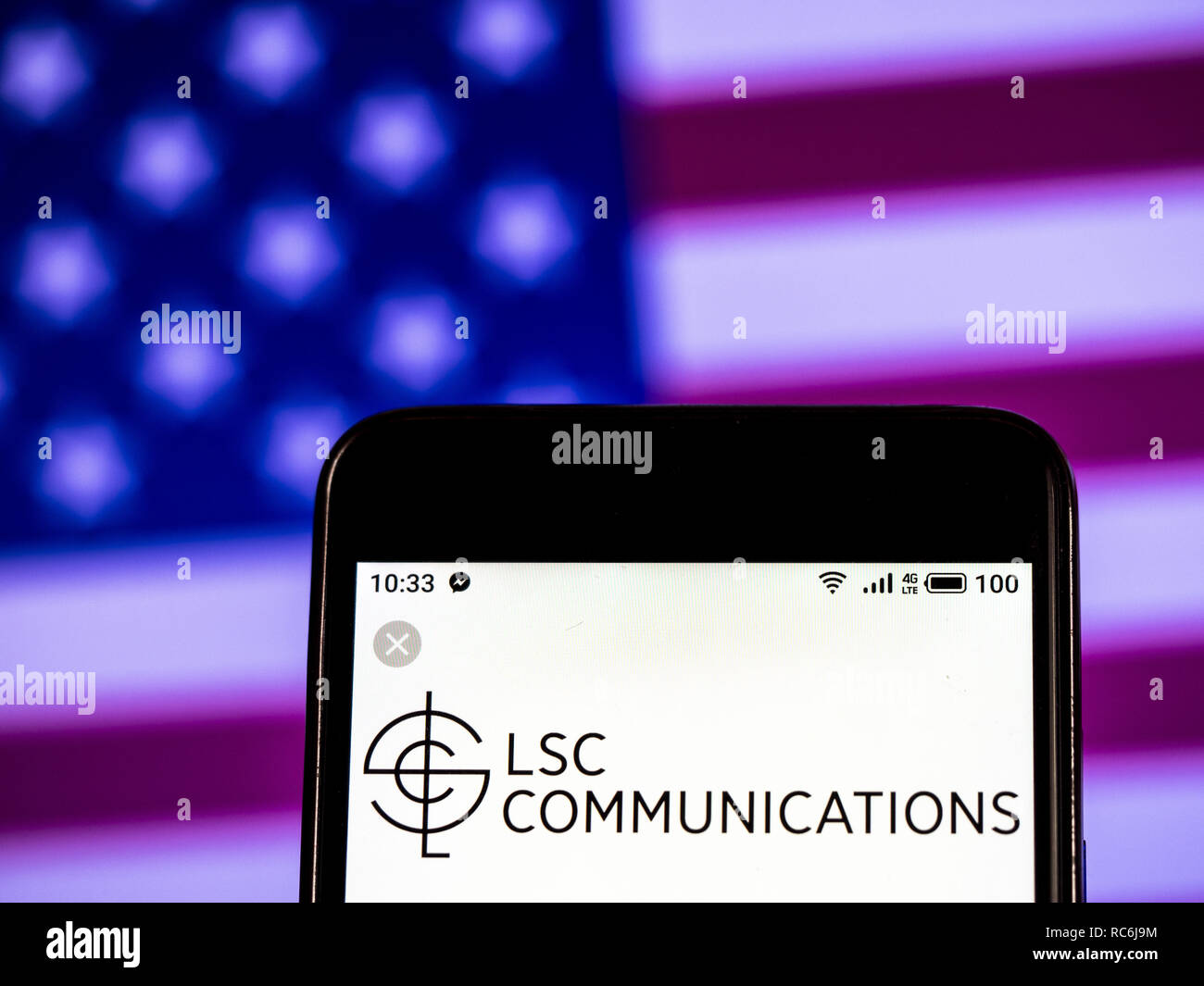 Kiev, Ukraine. 14 Jan, 2019. Logo de l'entreprise Impression Communication LSC vu affichée sur un téléphone intelligent. Crédit : Igor Golovniov SOPA/Images/ZUMA/Alamy Fil Live News Banque D'Images