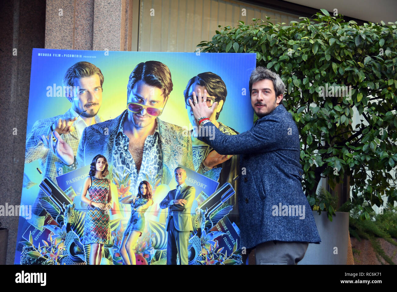 Rome, Italie. 14 janvier, 2019. Hôtel Le Mèridienne Visconti - film de présentation L'AGENCE DEI BUGIARDI Paolo Ruffini dans le rôle de Paolo Giuseppe Crédit : Crédit : Giuseppe Andidero Andidero/Alamy Live News Banque D'Images