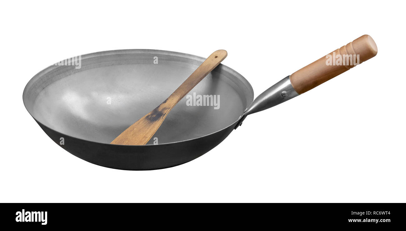 Pan wok isolé en blanc retour Banque D'Images