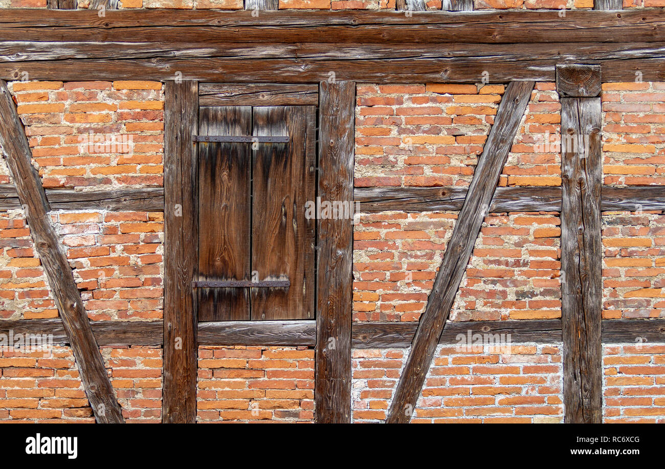 Détail d'une façade de maison rurale historique vu dans le sud de l'Allemagne Banque D'Images