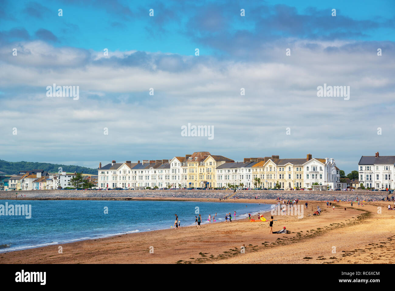 Plage d'Exmouth en été, Devon, UK Banque D'Images