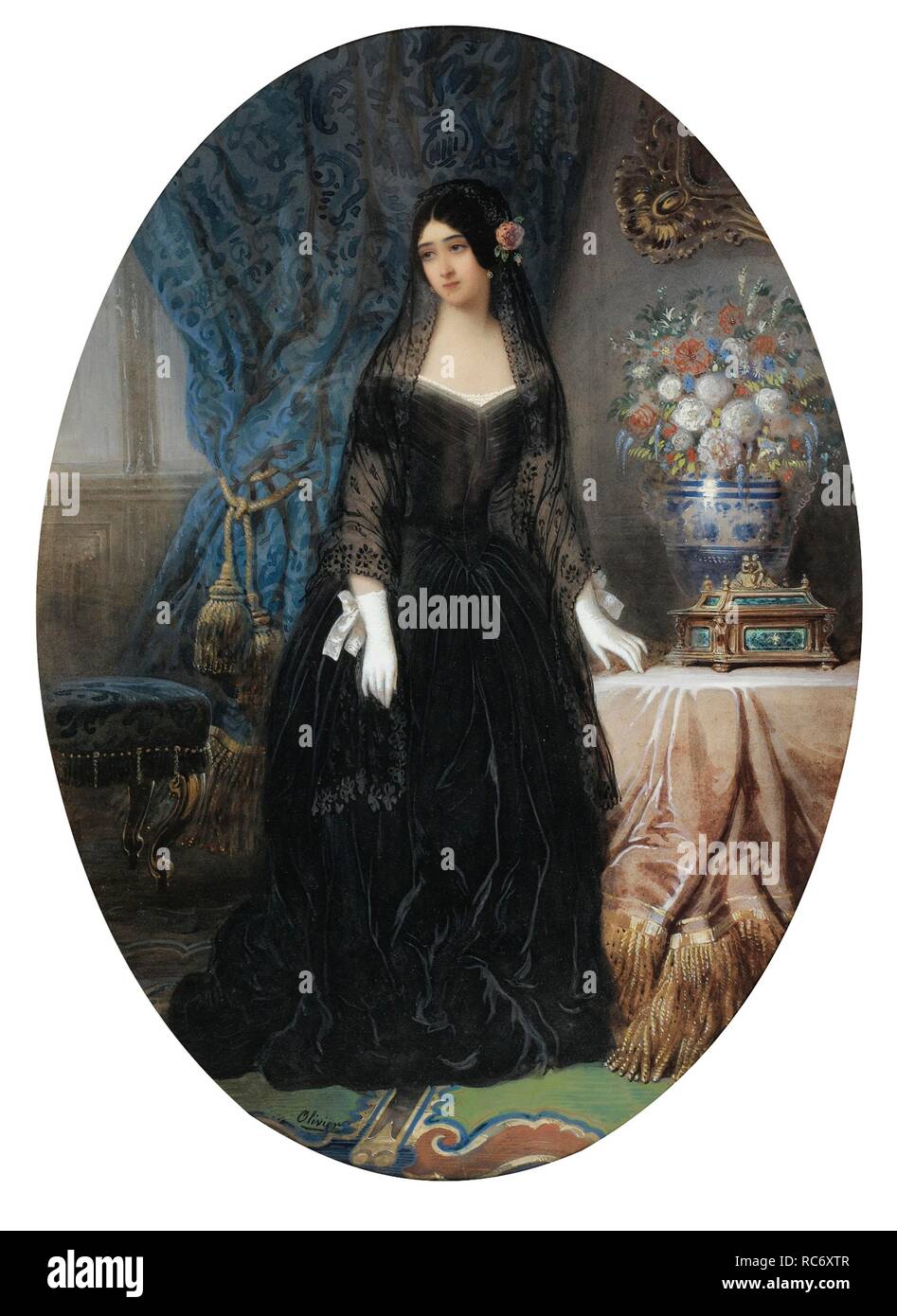 Portrait de Marie Duplessis (1824-1847), La Dame aux Camélias. Musée : collection privée. Auteur : Olivier, Jean-Charles. Banque D'Images