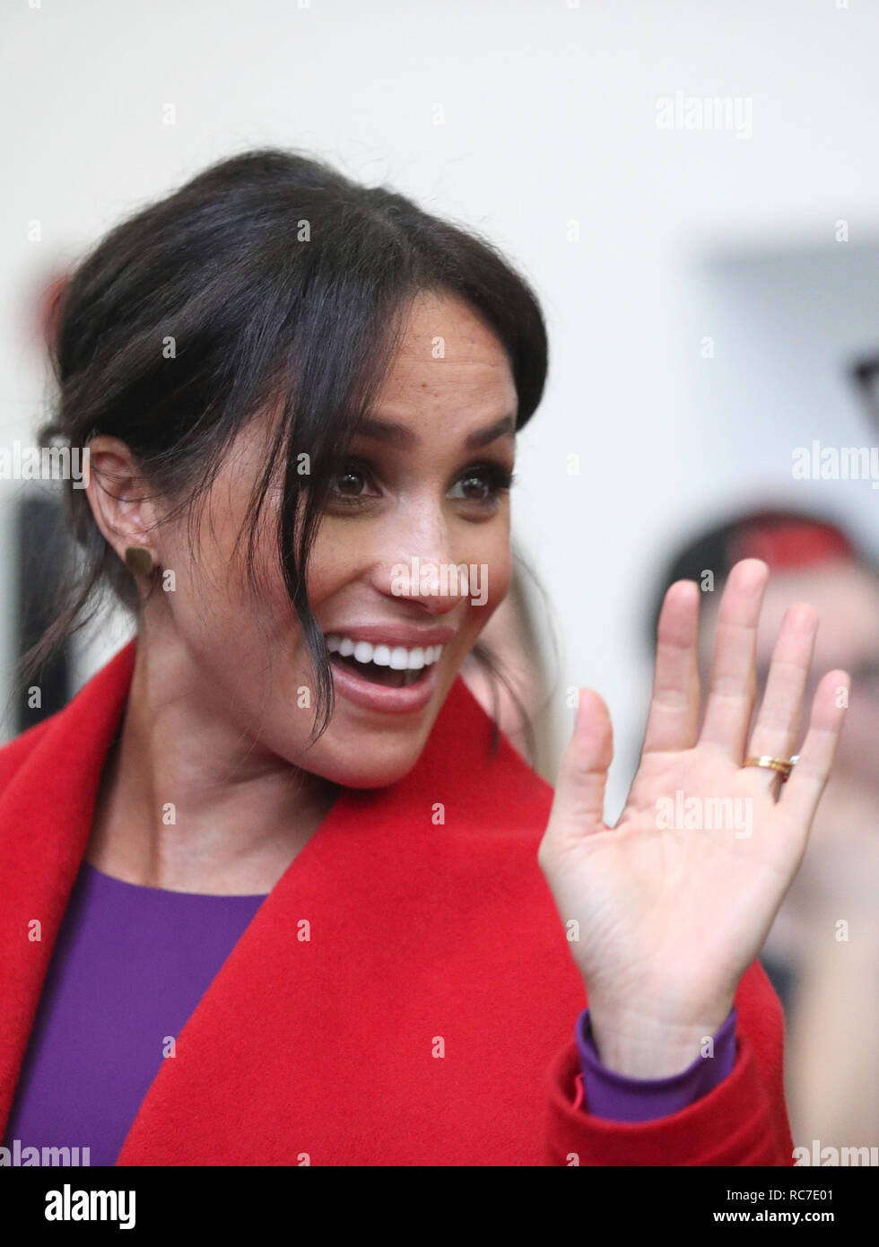 La Duchesse de Sussex au cours d'une visite à la ruche, Wirral Zone jeunesse, dans le cadre d'une visite à Birkenhead avec son mari le duc de Sussex. Banque D'Images