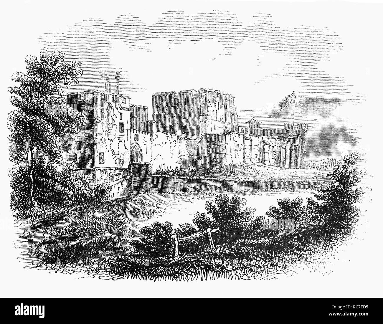 Le château de Carlisle situé sur le bord de la rivière Eden, dans le comté anglais de Cumbrie. En 1122, Henri I d'Angleterre a ordonné un château en pierre qui sera construit sur le site d'un donjon. À ce moment, Cumberland (le nom original de Cumbria) était encore considérée comme une partie de l'Écosse. La nécessité d'un château était de garder la frontière nord de l'Angleterre contre la menace d'invasion de l'Écosse. Banque D'Images