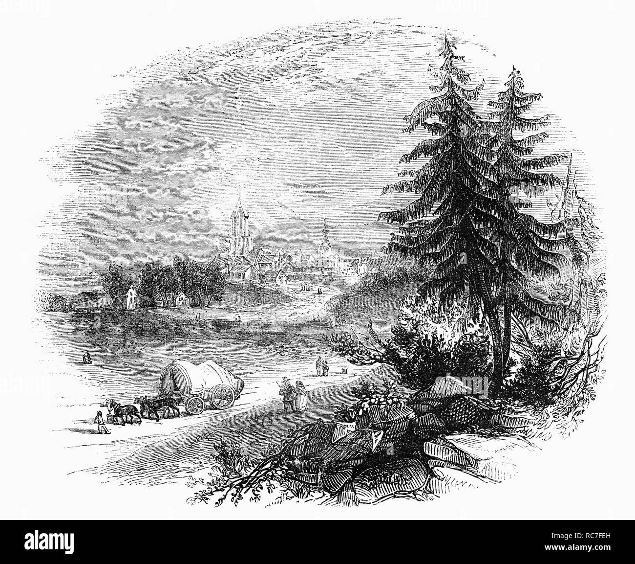 Falkirk, Stirlingshire, Scotland. Après le succès de Charles Édouard Stuart (1720-1788), Stuart prestataire au trône de Grande-Bretagne, alias 'le Jeune Prétendant' ou 'Bonnie Prince Charlie', Édimbourg et Carlisle et earching Derby, son conseil a décidé de retourner en Écosse, et les Jacobites ont défilé au nord une fois de plus, gagner la bataille de Falkirk Muir, Falkirk, Stirlingshire, Scotland  photo). Plus tard, ils ont été poursuivis par le Roi George II, son fils, le duc de Cumberland, qui pris avec eux à la bataille de Culloden, le 16 avril 1746. Banque D'Images