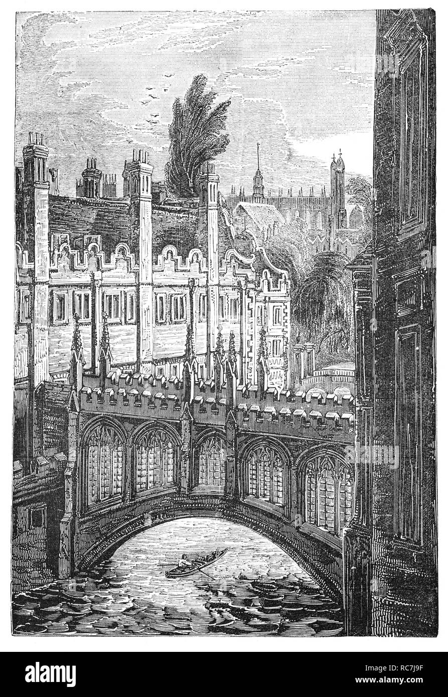 Le Pont des Soupirs à Cambridge, en Angleterre, est un pont couvert au St John's College, Cambridge University. Il a été construit en 1831 et traverse la rivière Cam entre la Cour et le troisième collège nouvelle cour. L'architecte était Henry Hutchinson et il est nommé d'après le Pont des Soupirs à Venise, bien qu'ils ont peu en commun l'architecture au-delà du fait qu'ils sont tous les deux couverts. Un mythe commun déclare que c'était les élèves qui ont nommé ce pont "pont des soupirs", pour leurs soupirs sur le traitement de leurs chambres sur le dos à l'intention des cabinets des tuteurs dans le collège principal des tribunaux. Banque D'Images