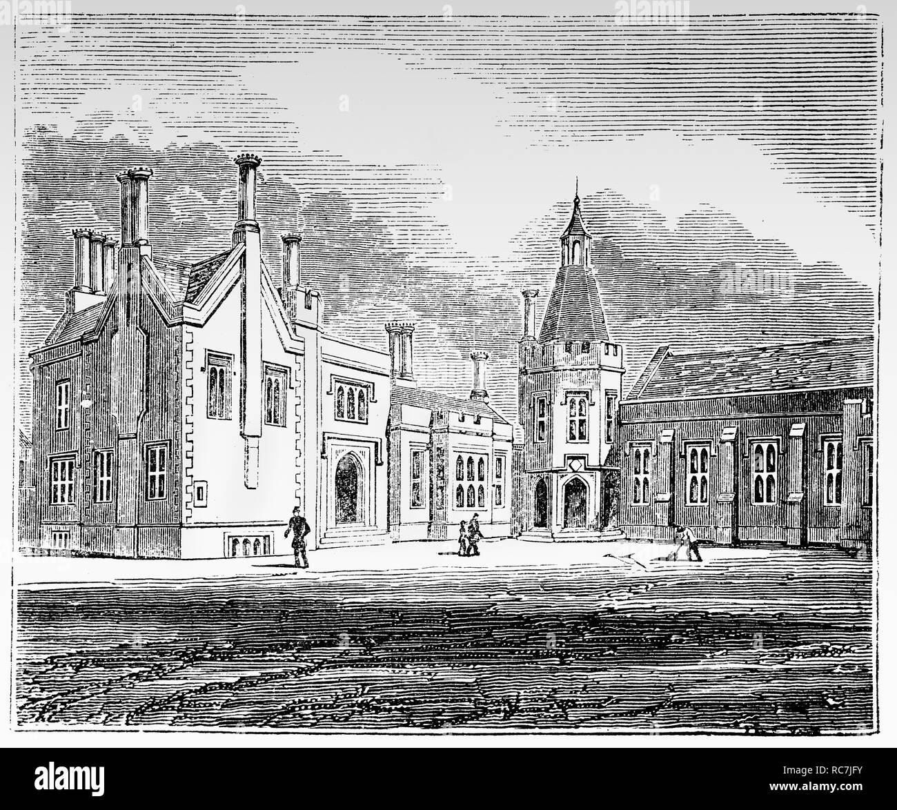 L'Olave St et St Saviour's Grammar School à Orpington, Greater London, Angleterre. En 1676 le bâtiment dans le Dragon vert a été détruit dans le grand incendie de Southwark-la ville de Londres a été l'incendie en 1666 et un nouveau bâtiment est construit sur le même site. Banque D'Images