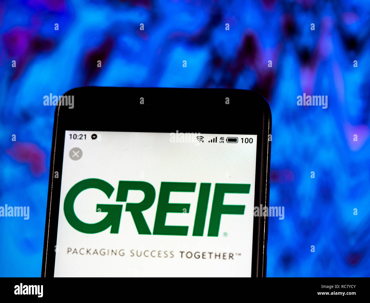 Greif, Inc. Le logo de la société vu affichée sur téléphone intelligent. Banque D'Images