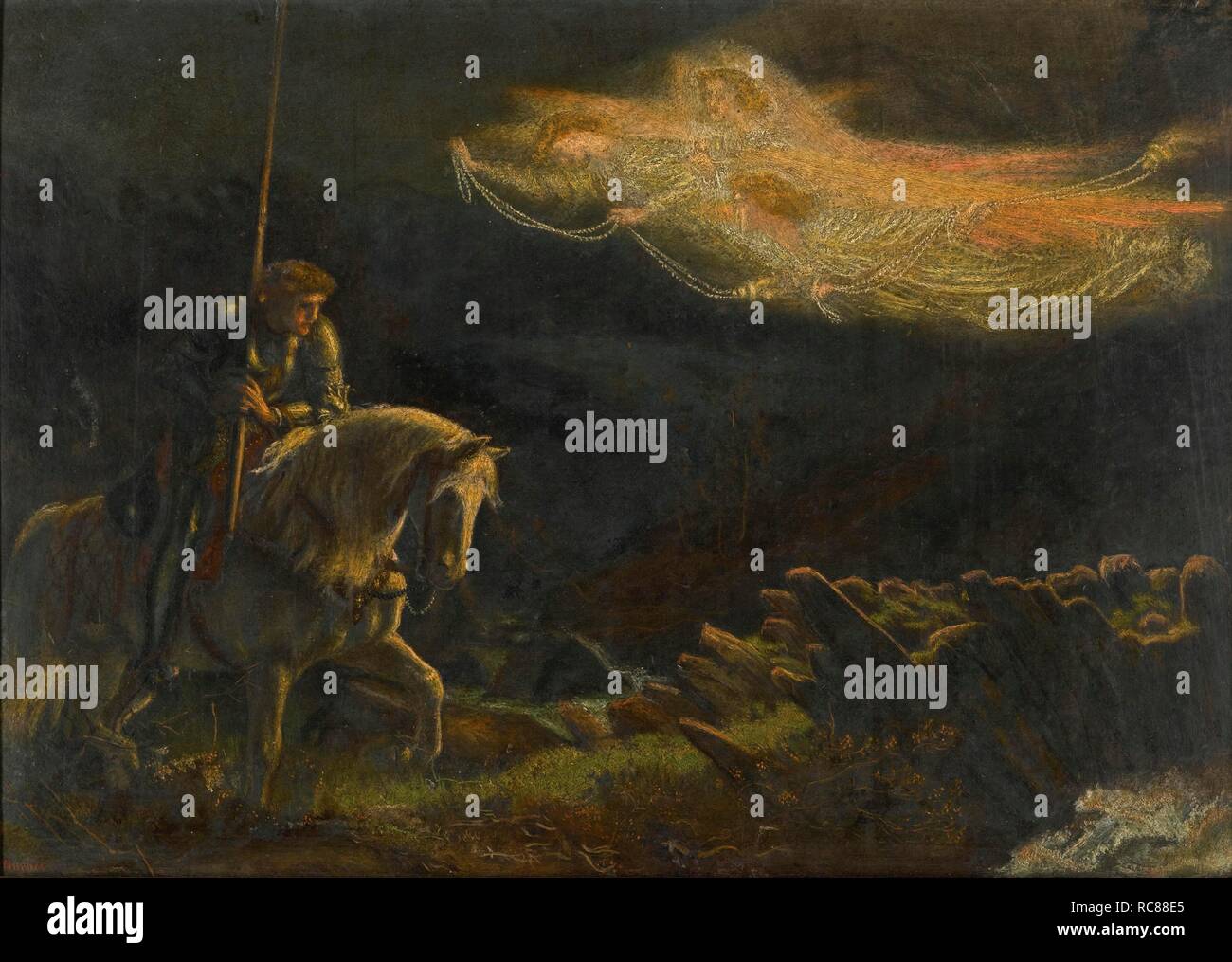 Sir Galahad. La quête du Graal. Musée : collection privée. Auteur : HUGHES, Arthur. Banque D'Images