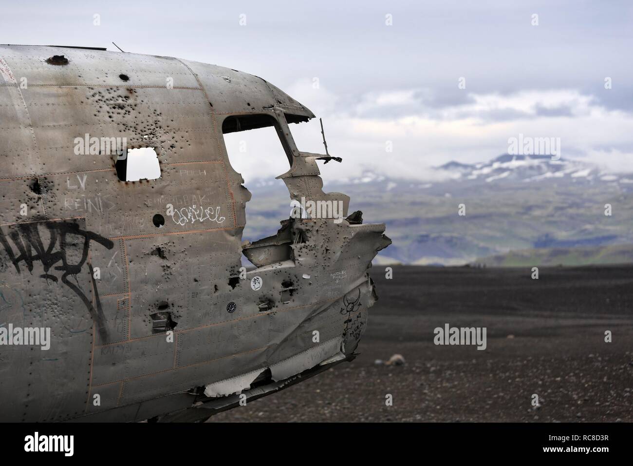 Douglas DC-3 de la Marine américaine, l'avion accidenté, Solheimasandur Sólheimasandur, près de Ring Road, Suðurland, Sudurland, Sud de l'Islande Banque D'Images