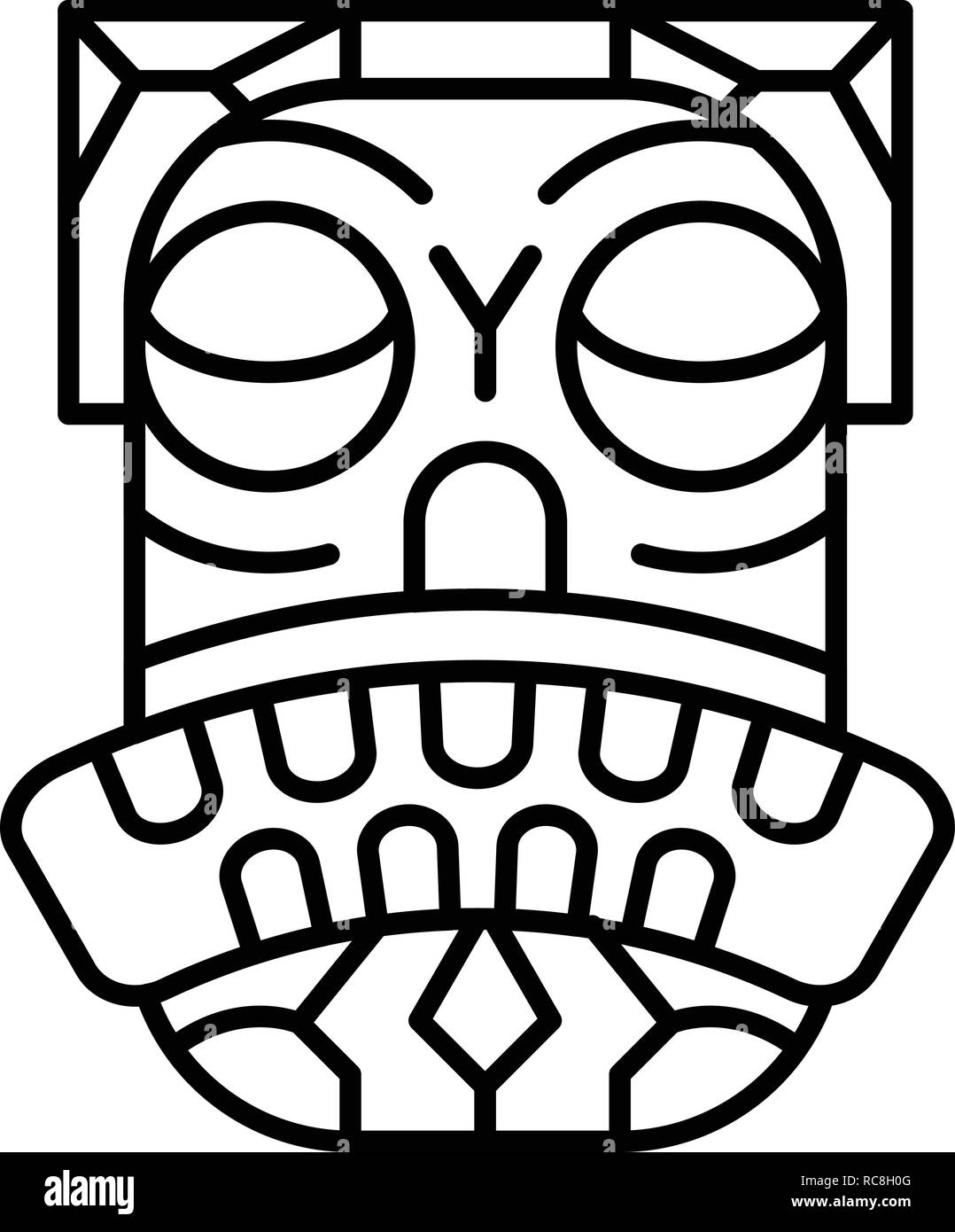 Face Tribal style du contour, icône Illustration de Vecteur